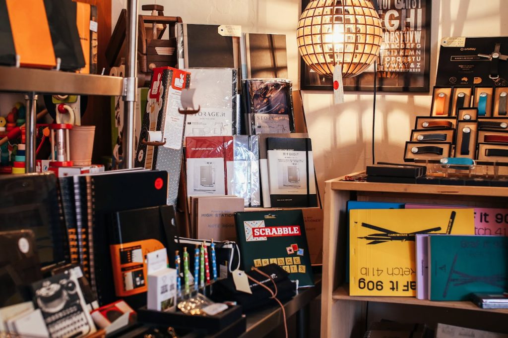 Bookstore Exhibition with Board Games and Books